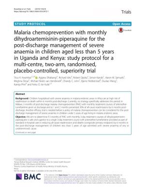 Malaria Chemoprevention with Monthly Dihydroartemisinin