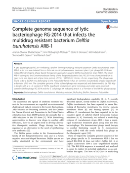 Complete Genome Sequence of Lytic Bacteriophage RG-2014 That Infects