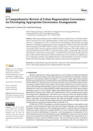 A Comprehensive Review of Urban Regeneration Governance for Developing Appropriate Governance Arrangements
