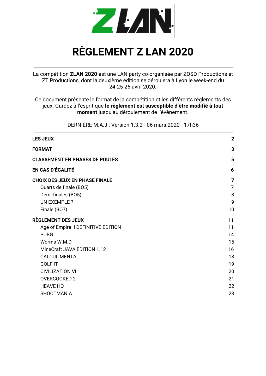 Règlement Z Lan 2020
