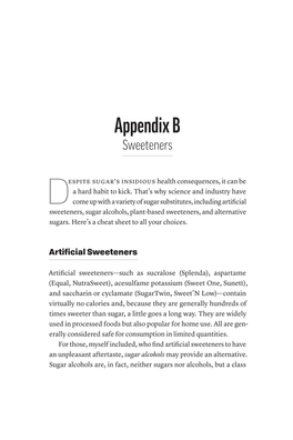 Appendix B Sweeteners