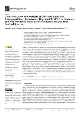 (Crisprs) in Pandemic and Non-Pandemic Vibrio Parahaemolyticus Isolates from Seafood Sources