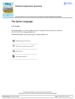 The Syrian Language