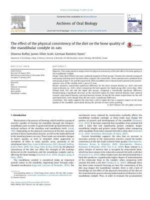 How Diet Affects the Bone Quality at the Mandibular Condyle