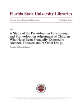 A Study of the Pre-Adoption Functioning and Post-Adoption