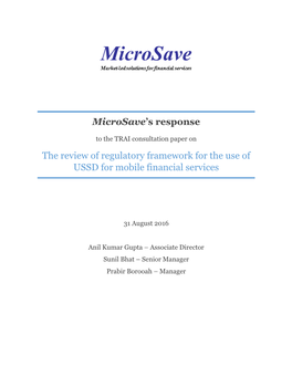 Microsave's Response to TRAI'sconsultation Paper on The