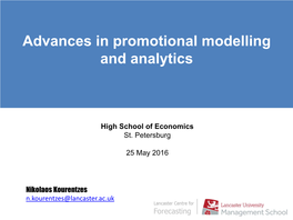 Advances in Promotional Modelling and Analytics