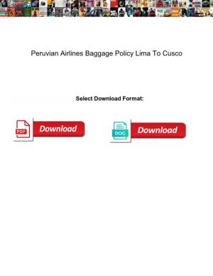 Peruvian Airlines Baggage Policy Lima to Cusco