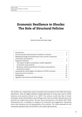 Economic Resilience to Shocks: the Role of Structural Policies