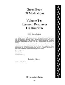 Green Book of Meditations Volume Ten Research Resources On
