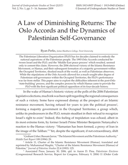 The Oslo Accords and the Dynamics of Palestinian Self-Governance