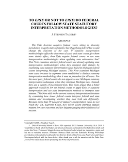 Do Federal Courts Follow State Statutory Interpretation Methodologies?