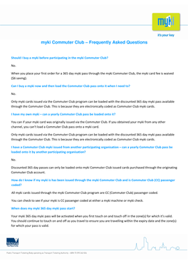 Myki Commuter Club – Frequently Asked Questions