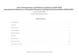 Program of ACP/IPOC 2020 Can Be Downloaded Now