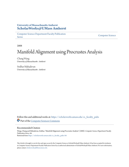 Manifold Alignment Using Procrustes Analysis Chang Wang University of Massachusetts - Amherst