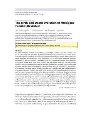 The Birth- And- Death Evolution of Multigene Families Revisited J.M