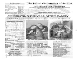 September 17, 2017 Twenty-Fourth Sunday in Ordinary Time: September 17, 2017 Celebrating the Year of the Family Celebrating the Year of the Family