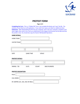 PROTEST FORM Page 1 of 2 Completing the Form: This Is a “Fillable PDF” Form