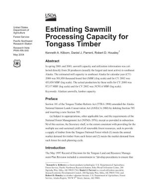 Estimating Sawmill Processing Capacity for Tongass Timber