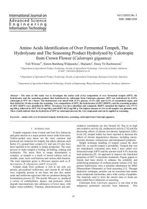 Amino Acids Identification of Over Fermented Tempeh, The