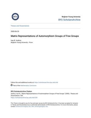 Matrix Representations of Automorphism Groups of Free Groups