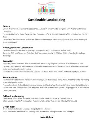 Sustainable Landscaping Reading List