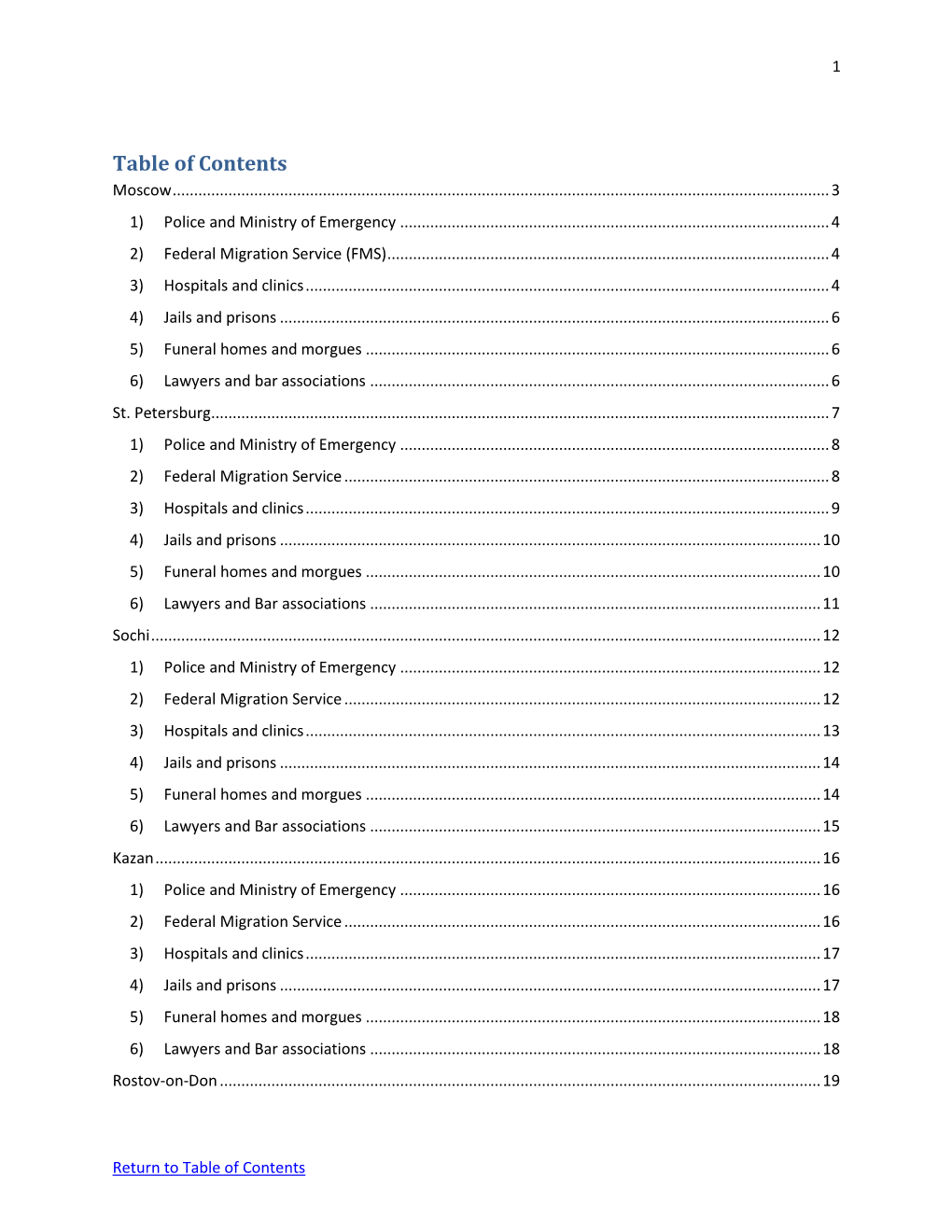 Table of Contents Moscow