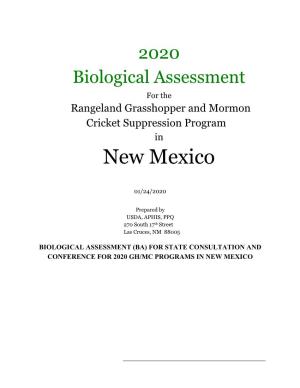 2020 Biological Assessment for the Rangeland Grasshopper and Mormon Cricket Suppression Program in New Mexico