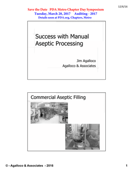 Success with Manual Aseptic Processing