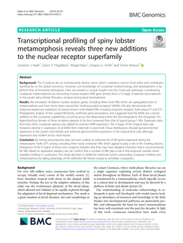 Transcriptional Profiling of Spiny Lobster Metamorphosis Reveals Three New Additions to the Nuclear Receptor Superfamily Cameron J