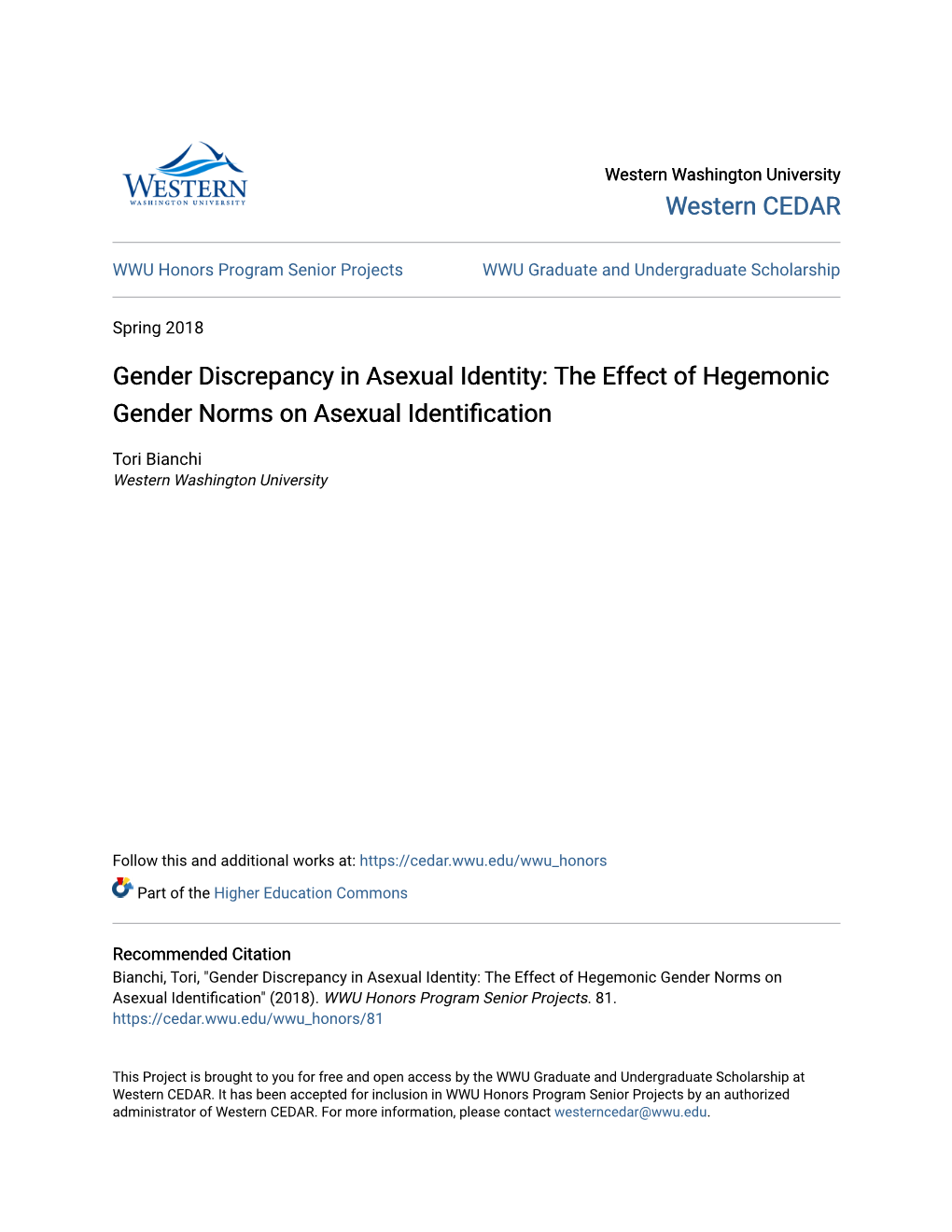 Gender Discrepancy in Asexual Identity: the Effect of Hegemonic Gender Norms on Asexual Identification