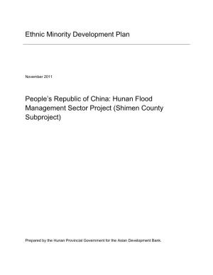 IPDP: PRC: Shimen County Subproject, Hunan Flood Management