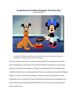 Saving Bacon Fat and Meat Drippings: the Disney Way by David Bossert