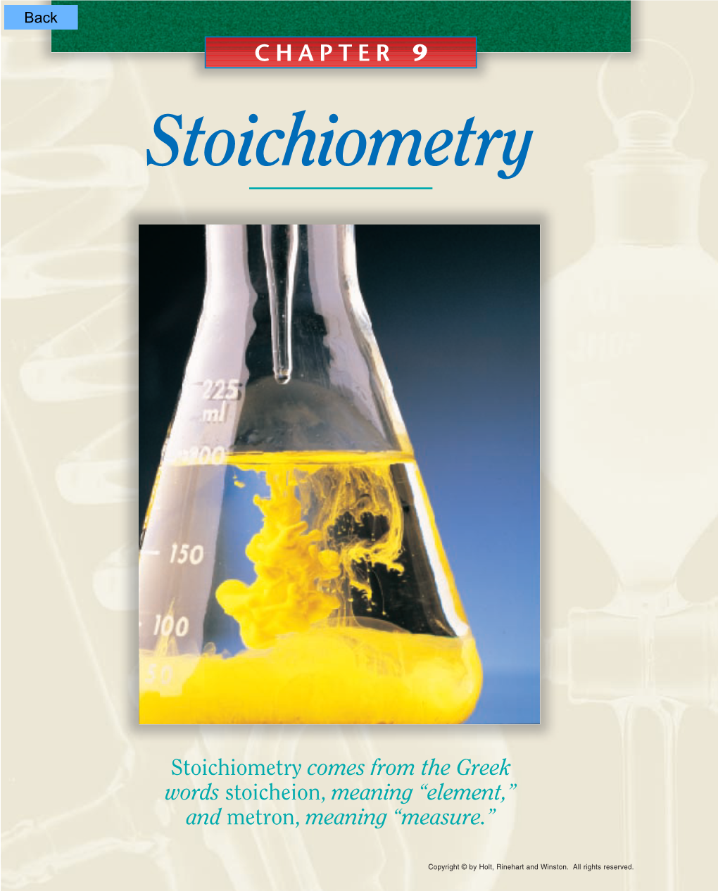 CHAPTER 9 Stoichiometry