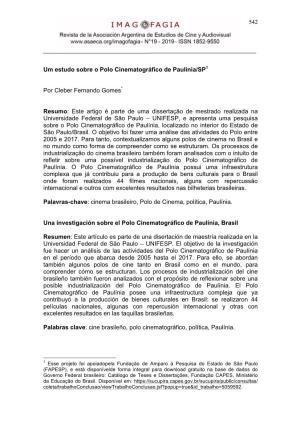 Um Estudo Sobre O Polo Cinematográfico De Paulínia/SP1