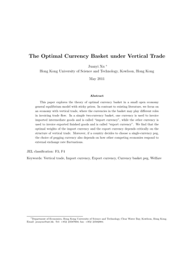 The Optimal Currency Basket Under Vertical Trade