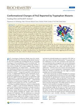 Conformational Changes of Ftsz Reported by Tryptophan Mutants Yaodong Chen and Harold P