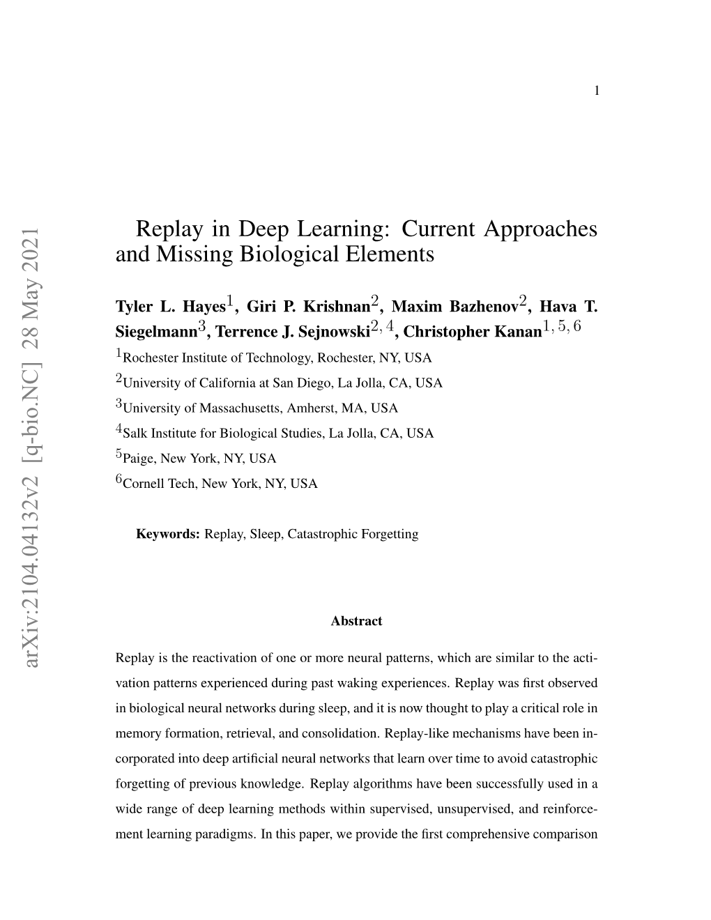 Replay in Deep Learning: Current Approaches and Missing Biological Elements