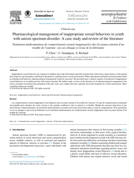 Pharmacological Management of Inappropriate Sexual Behaviors in Youth