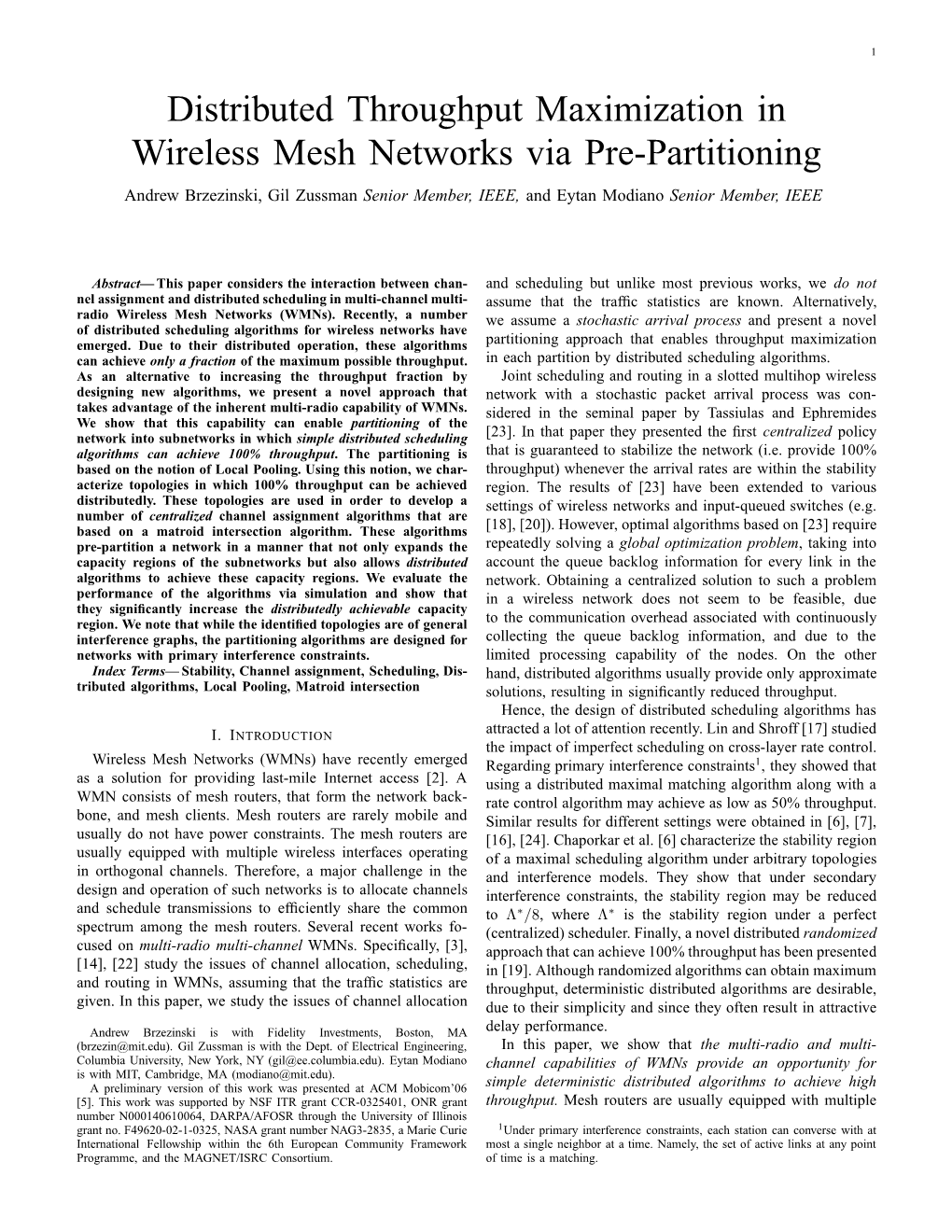 Distributed Throughput Maximization in Wireless Mesh Networks Via Pre-Partitioning