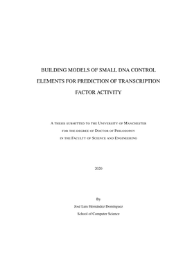 Building Models of Small DNA Control Elements for Prediction Of