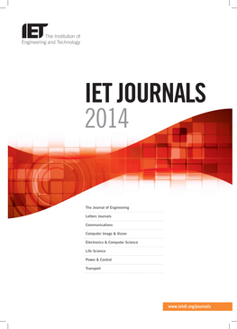 IET Journals 2014 Catalogue