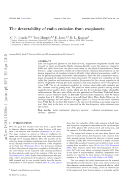 The Detectability of Radio Emission from Exoplanets