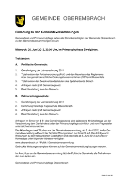 Politische Gemeinde Oberembrach Polizeiverordnung