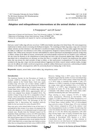 Adoption and Relinquishment Interventions at the Animal Shelter: a Review