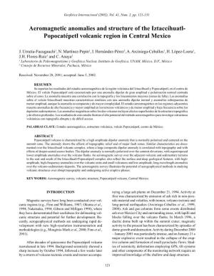 Aeromagnetic Anomalies and Structure of the Iztaccíhuatl- Popocatépetl Volcanic Region in Central Mexico