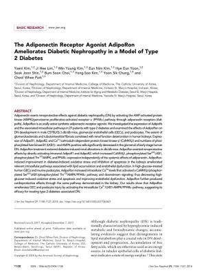 The Adiponectin Receptor Agonist Adiporon Ameliorates Diabetic Nephropathy in a Model of Type 2 Diabetes
