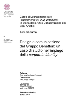 Design E Comunicazione Del Gruppo Benetton Un Caso Di Stud…