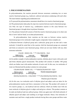 1. Polycondensation