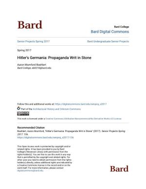 Hitler's Germania: Propaganda Writ in Stone